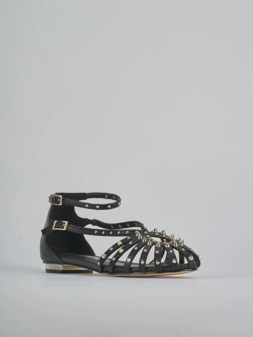 Sandali tacco 2cm pelle sostenib nero