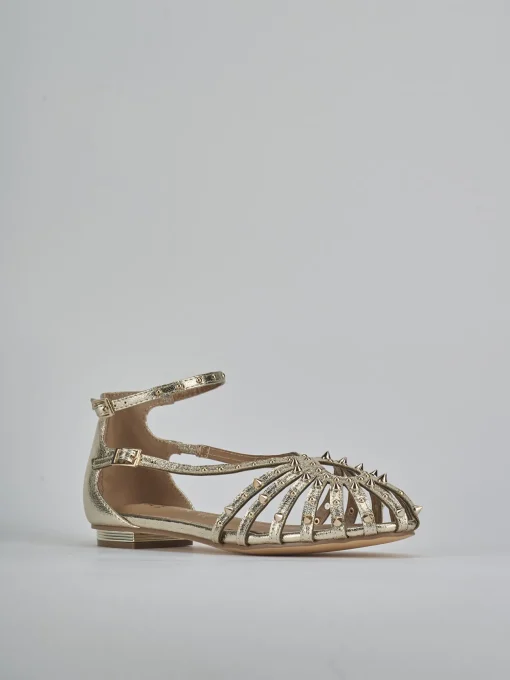Sandali tacco 2cm pelle sostenib oro