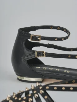 Sandali tacco 2cm pelle sostenib nero
