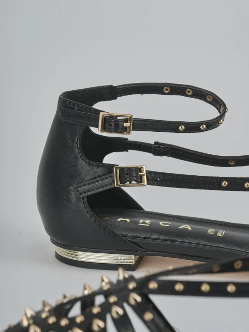 Sandali tacco 2cm pelle sostenib nero