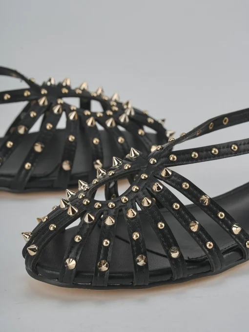 Sandali tacco 2cm pelle sostenib nero