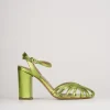 Sandali tacco 7cm pelle verde
