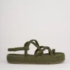 Sandali tacco 1cm pelle verde
