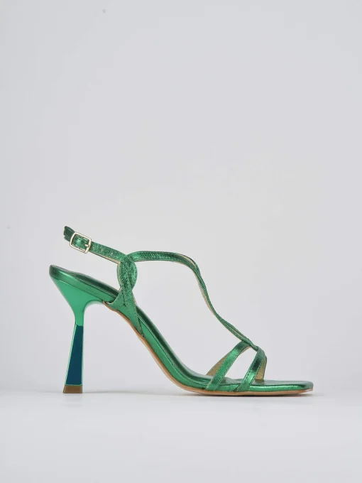 Sandali tacco 9cm pelle verde