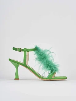 Sandali tacco 7cm pelle verde