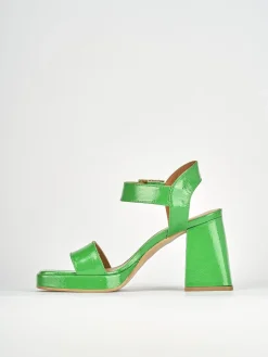 Sandali tacco 8cm pelle verde
