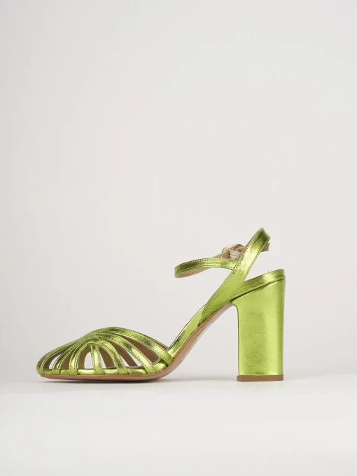 Sandali tacco 7cm pelle verde