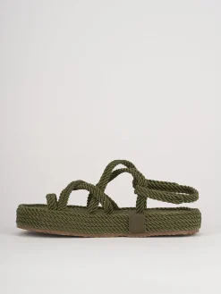 Sandali tacco 1cm pelle verde