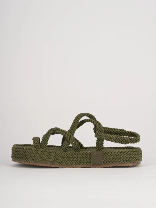 Sandali tacco 1cm pelle verde