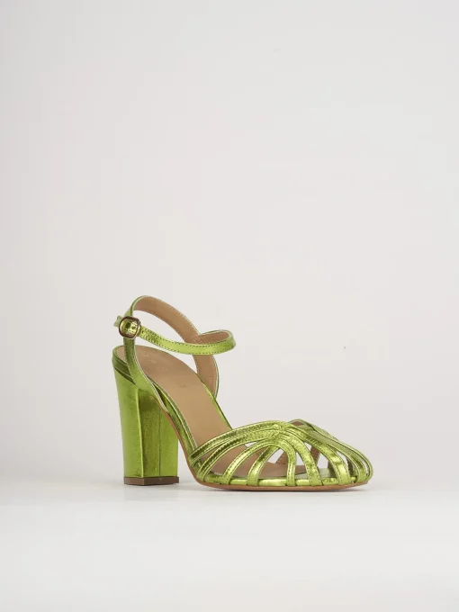 Sandali tacco 7cm pelle verde