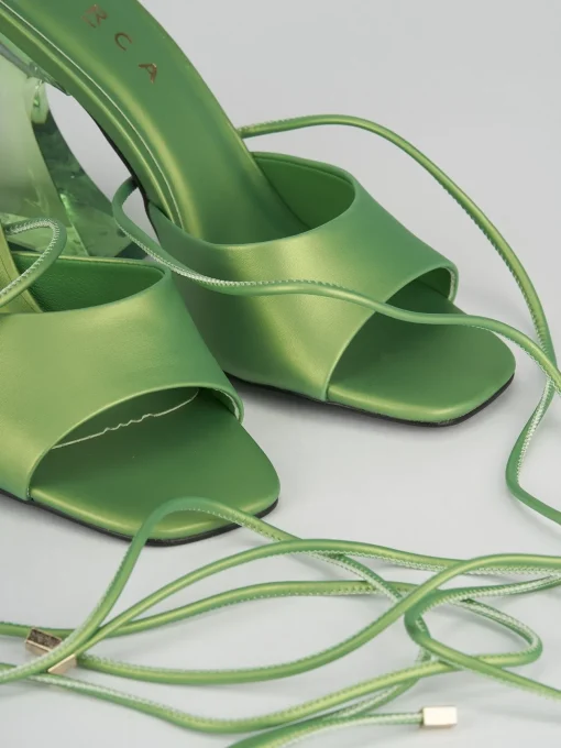 Sandali tacco 8cm pelle verde