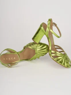 Sandali tacco 7cm pelle verde