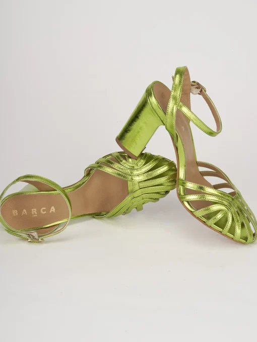 Sandali tacco 7cm pelle verde