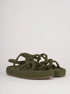 Sandali tacco 1cm pelle verde