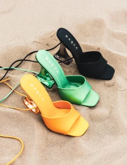 Sandali tacco 8cm pelle verde