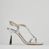 Sandali tacco 9cm pitone argento