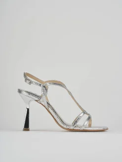 Sandali tacco 9cm pitone argento