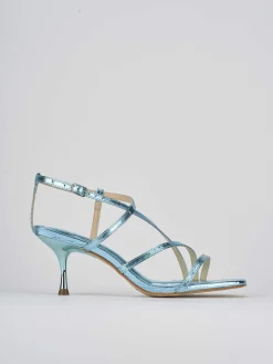 Sandali tacco 6cm pitone azzurro
