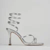 Sandali tacco 9cm pitone argento