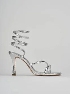 Sandali tacco 9cm pitone argento