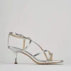 Sandali tacco 6cm pitone argento