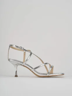Sandali tacco 6cm pitone argento