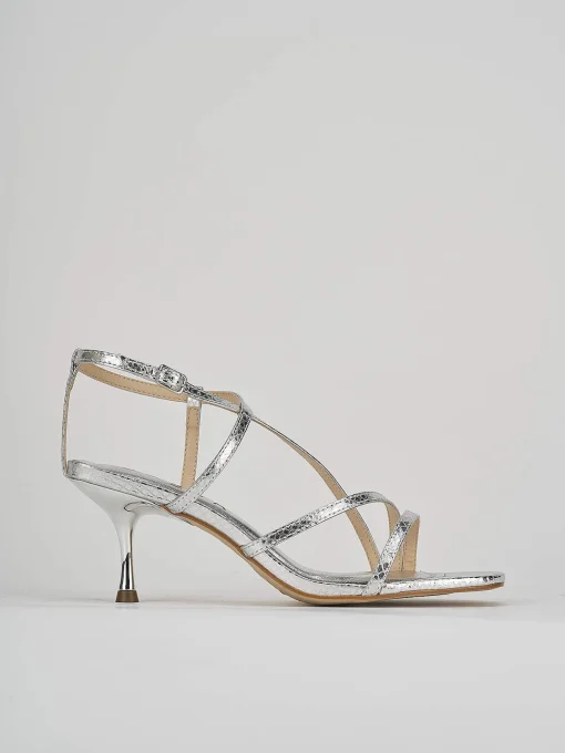 Sandali tacco 6cm pitone argento