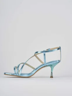 Sandali tacco 6cm pitone azzurro