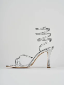 Sandali tacco 9cm pitone argento