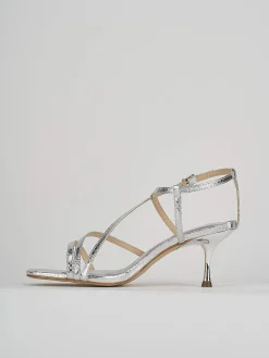 Sandali tacco 6cm pitone argento