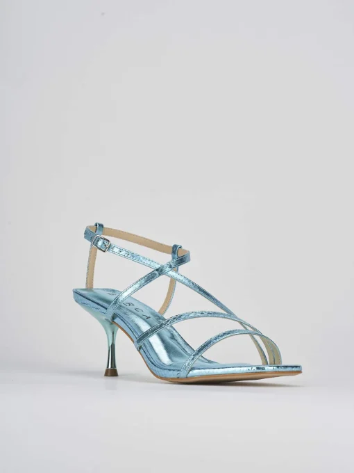 Sandali tacco 6cm pitone azzurro