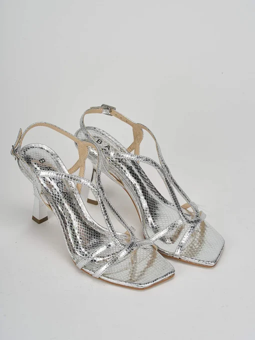 Sandali tacco 9cm pitone argento