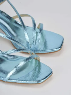 Sandali tacco 6cm pitone azzurro