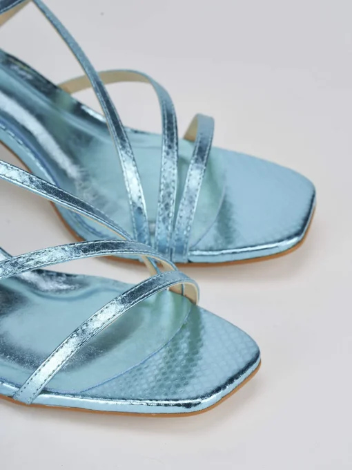 Sandali tacco 6cm pitone azzurro