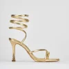 Sandali tacco 9cm pitone oro