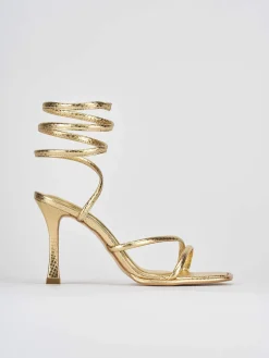 Sandali tacco 9cm pitone oro