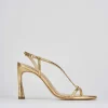 Sandali tacco 8cm pitone oro