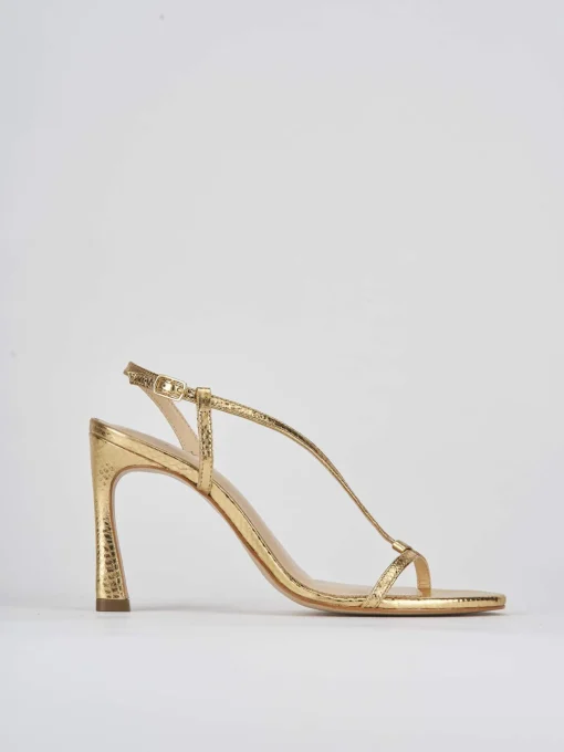 Sandali tacco 8cm pitone oro