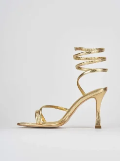 Sandali tacco 9cm pitone oro
