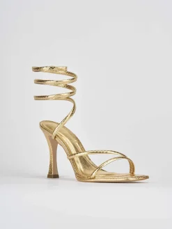 Sandali tacco 9cm pitone oro