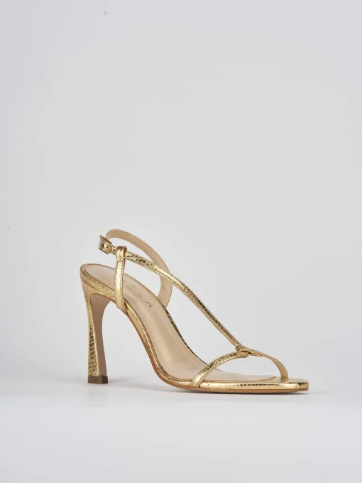 Sandali tacco 8cm pitone oro