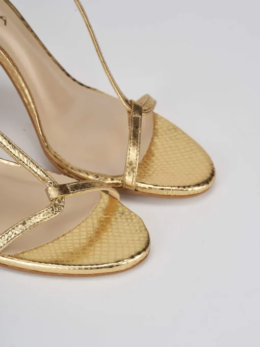 Sandali tacco 8cm pitone oro