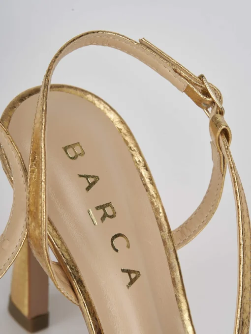 Sandali tacco 8cm pitone oro