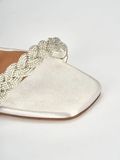 Sandali tacco 7cm raso argento