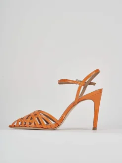 Sandali tacco 9cm vernice arancio