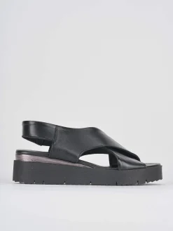 Sandali zeppa 4 cm nero pelle