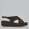 Sandali zeppa tacco 4cm camoscio testa