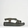 Sandali zeppa tacco 3cm pelle nero