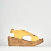 Sandali zeppa tacco 6cm pelle giallo