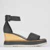 Sandali zeppa tacco 8cm pelle nero